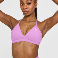 EasyLift™ Ultra Minimal V Neck Bralette with White Logo | Orchid Purple