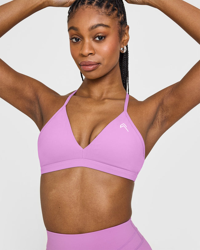 EasyLift™ Ultra Minimal V Neck Bralette with White Logo | Orchid Purple