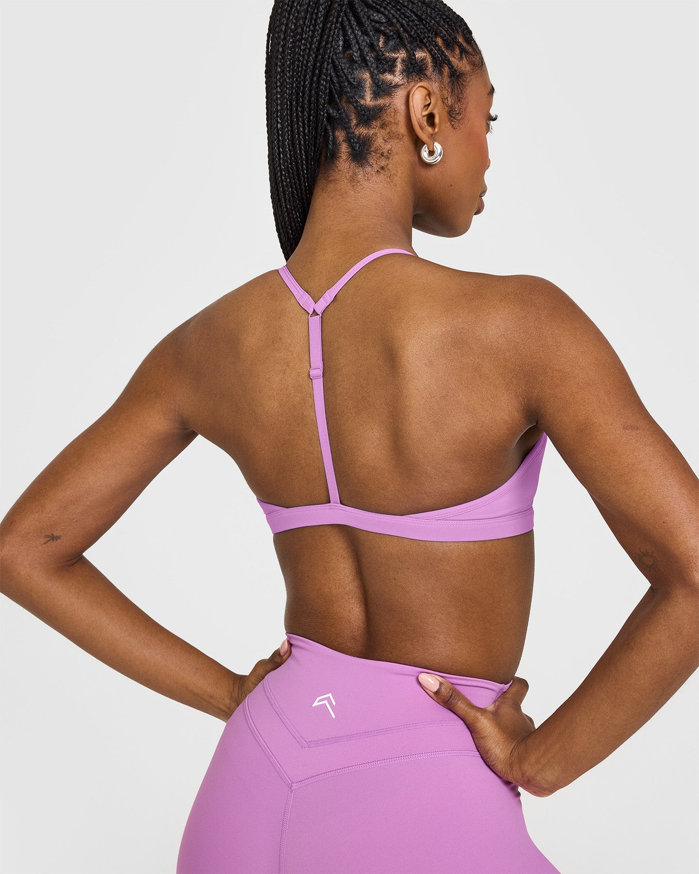 EasyLift™ Ultra Minimal V Neck Bralette with White Logo | Orchid Purple