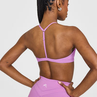 EasyLift™ Ultra Minimal V Neck Bralette with White Logo | Orchid Purple