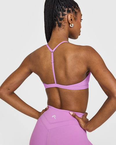 EasyLift™ Ultra Minimal V Neck Bralette with White Logo | Orchid Purple