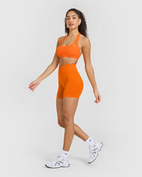 EasyLift™ Halter Bralette with White Logo | Flame Orange