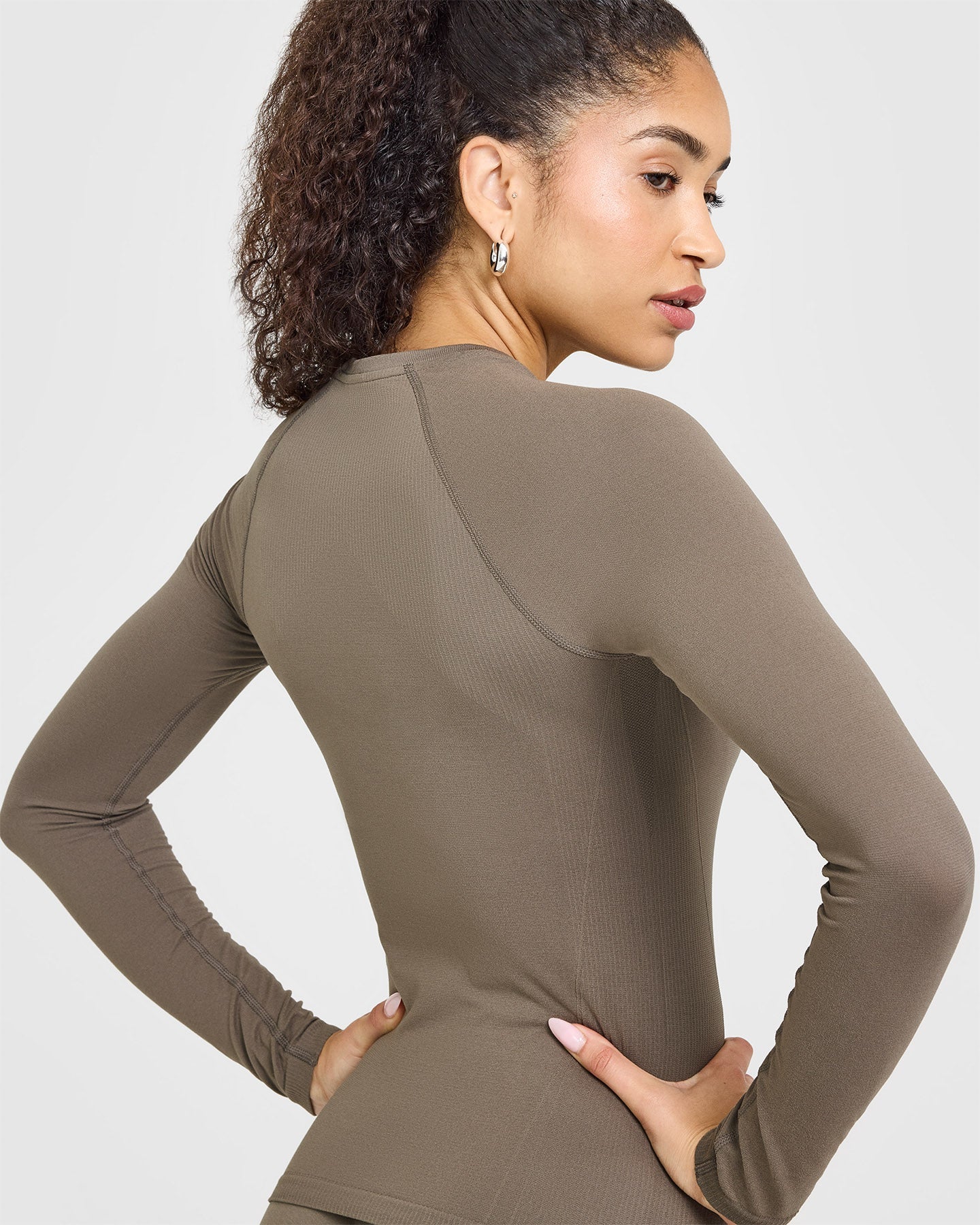 Go To Seamless Fitted Long Sleeve Top | Moss Brown