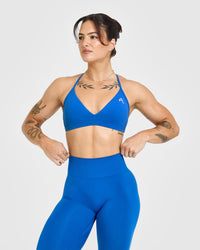 EasyLift™ Ultra Minimal V Neck Bralette with White Logo | Oasis Blue