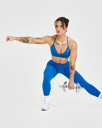 EasyLift™ Ultra Minimal V Neck Bralette with White Logo | Oasis Blue