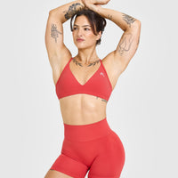 EasyLift™ Ultra Minimal V Neck Bralette with White Logo | Washed Sweet Red
