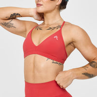 EasyLift™ Ultra Minimal V Neck Bralette with White Logo | Washed Sweet Red