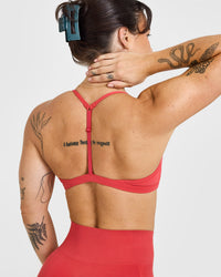 EasyLift™ Ultra Minimal V Neck Bralette with White Logo | Washed Sweet Red
