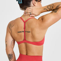 EasyLift™ Ultra Minimal V Neck Bralette with White Logo | Washed Sweet Red