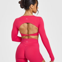 Unified Twist Front Long Sleeve Crop Top | Berry Bloom