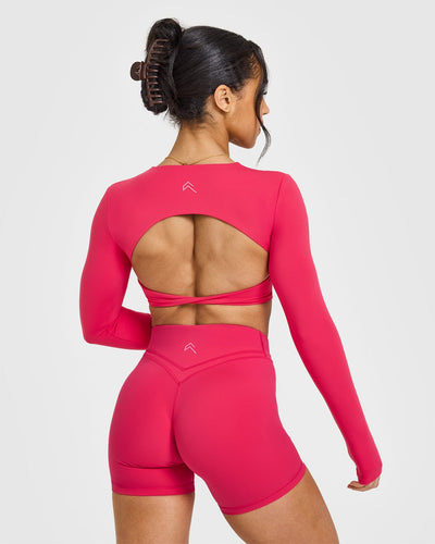 Unified Twist Front Long Sleeve Crop Top | Berry Bloom