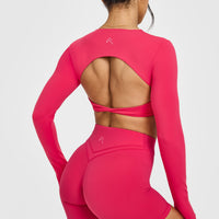 Unified Twist Front Long Sleeve Crop Top | Berry Bloom