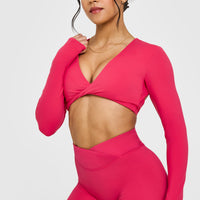 Unified Twist Front Long Sleeve Crop Top | Berry Bloom