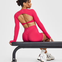 Unified Twist Front Long Sleeve Crop Top | Berry Bloom