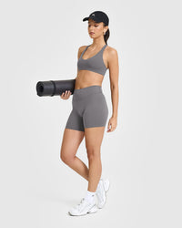 SoftMotion™ Bralette with White Logo | Ash Grey