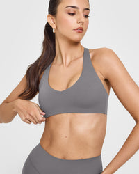 SoftMotion™ Bralette with White Logo | Ash Grey