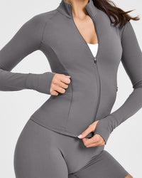 SoftMotion™ Jacket with White Logo | Ash Grey