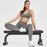 SoftMotion™ Leggings with White Logo | Ash Grey