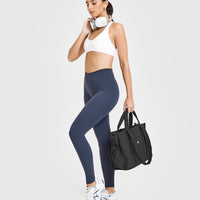 SoftMotion™ Leggings with White Logo | True Blue