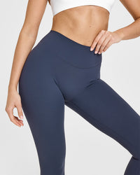 SoftMotion™ Leggings with White Logo | True Blue
