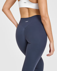 SoftMotion™ Leggings with White Logo | True Blue