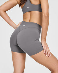 SoftMotion™ Shorts 6" with White Logo | Ash Grey