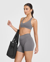 SoftMotion™ Shorts 6" with White Logo | Ash Grey