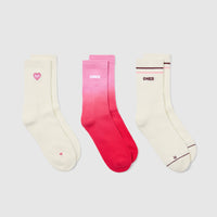 Oner Heart Crew Socks 3 Pack | Sweetie/Berry Bloom/Rosewood