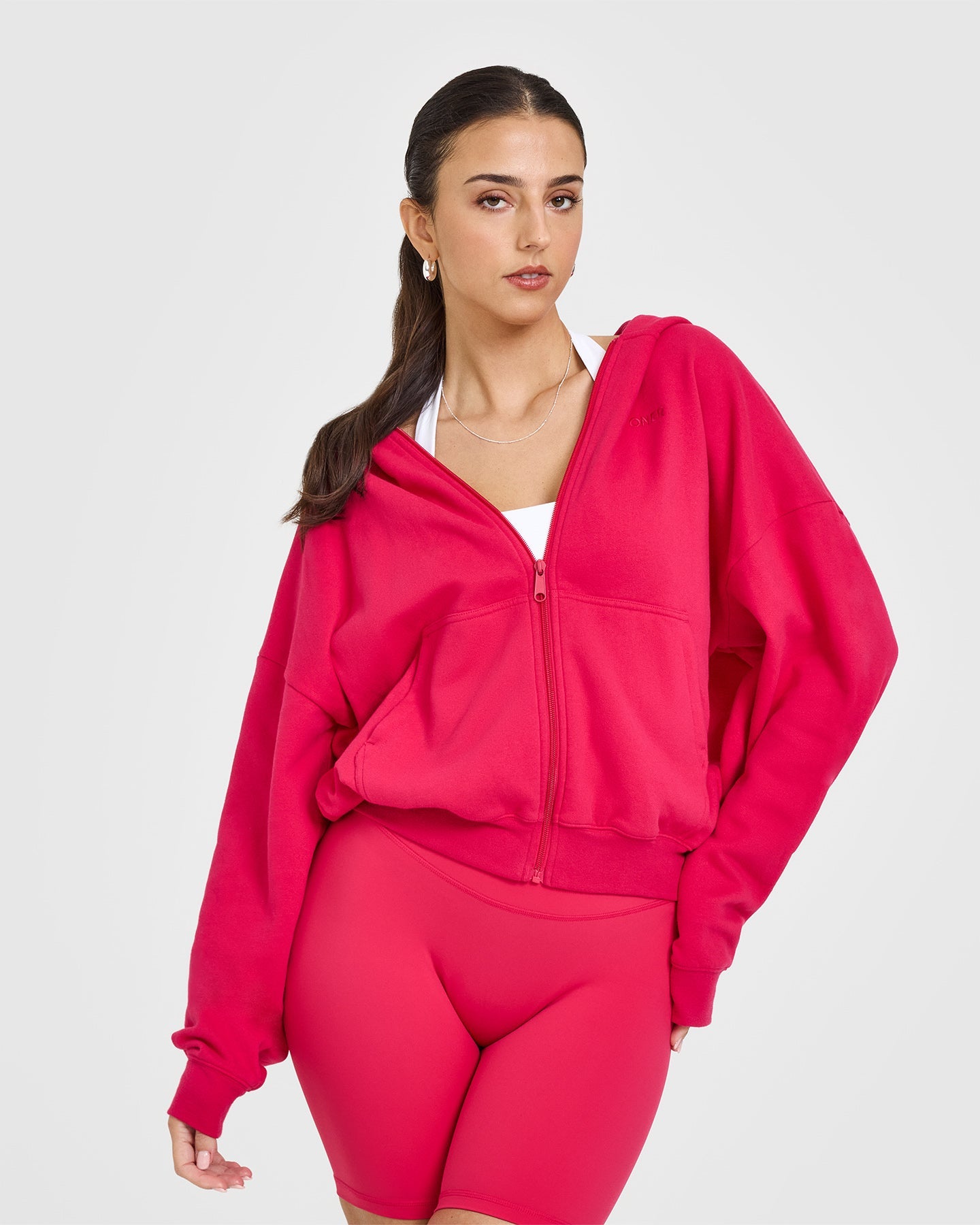 Mid Weight Zip Through Hoodie | Berry Bloom