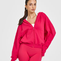 Mid Weight Zip Through Hoodie | Berry Bloom