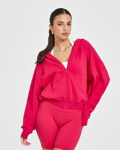 Mid Weight Zip Through Hoodie | Berry Bloom