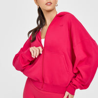 Mid Weight Zip Through Hoodie | Berry Bloom