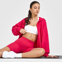 Mid Weight Zip Through Hoodie | Berry Bloom