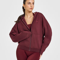 Mid Weight Zip Through Hoodie | Rosewood