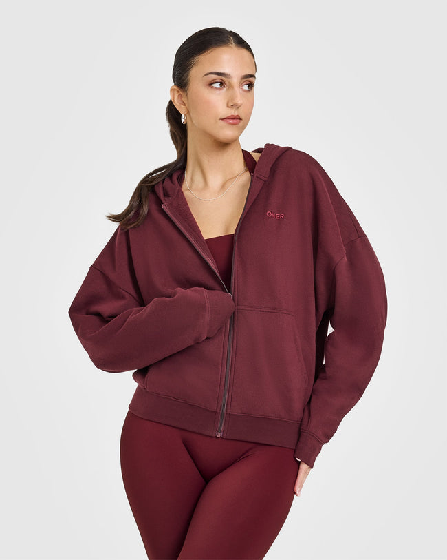 Mid Weight Zip Through Hoodie | Rosewood