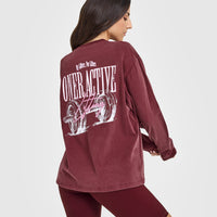 Oner Graphic Washed Long Sleeve Top | Rosewood