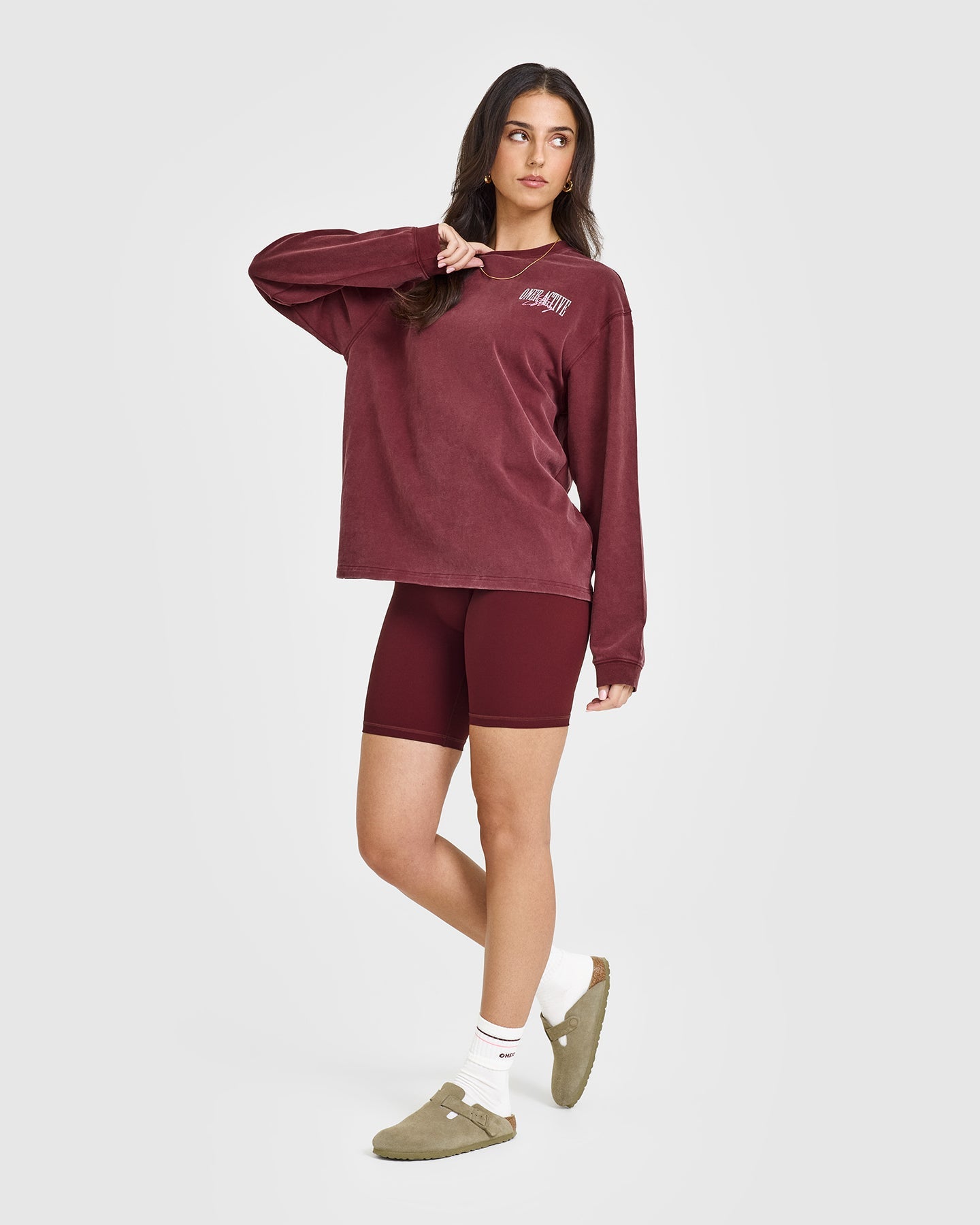 Oner Graphic Washed Long Sleeve Top | Rosewood