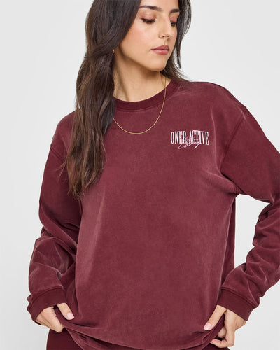 Oner Graphic Washed Long Sleeve Top | Rosewood