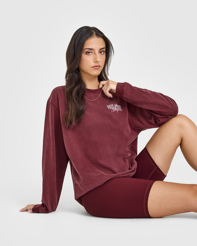 Oner Graphic Washed Long Sleeve Top | Rosewood