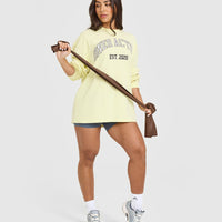 Oner Graphic Washed Long Sleeve Top | Pastel Yellow