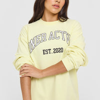Oner Graphic Washed Long Sleeve Top | Pastel Yellow