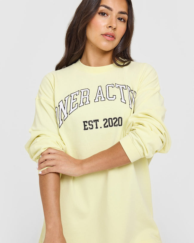 Oner Graphic Washed Long Sleeve Top | Pastel Yellow