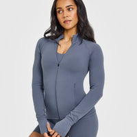 SoftMotion™ Jacket with White Logo | Granite Blue