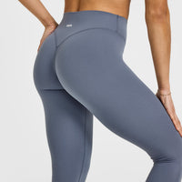 SoftMotion™ Leggings with White Logo | Granite Blue