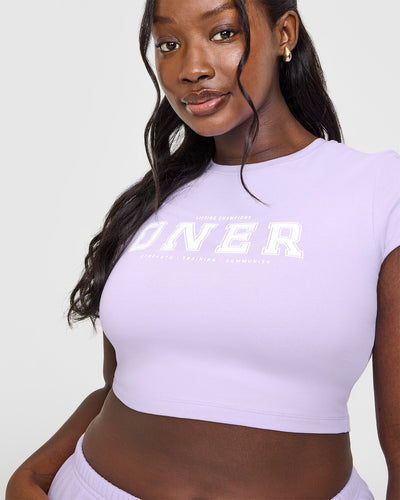 Cotton Baby T-Shirt with Printed Logo | Lavender Purple