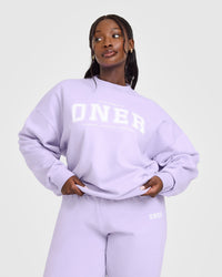 Mid Weight Sweatshirt With Printed Logo | Lavender Purple