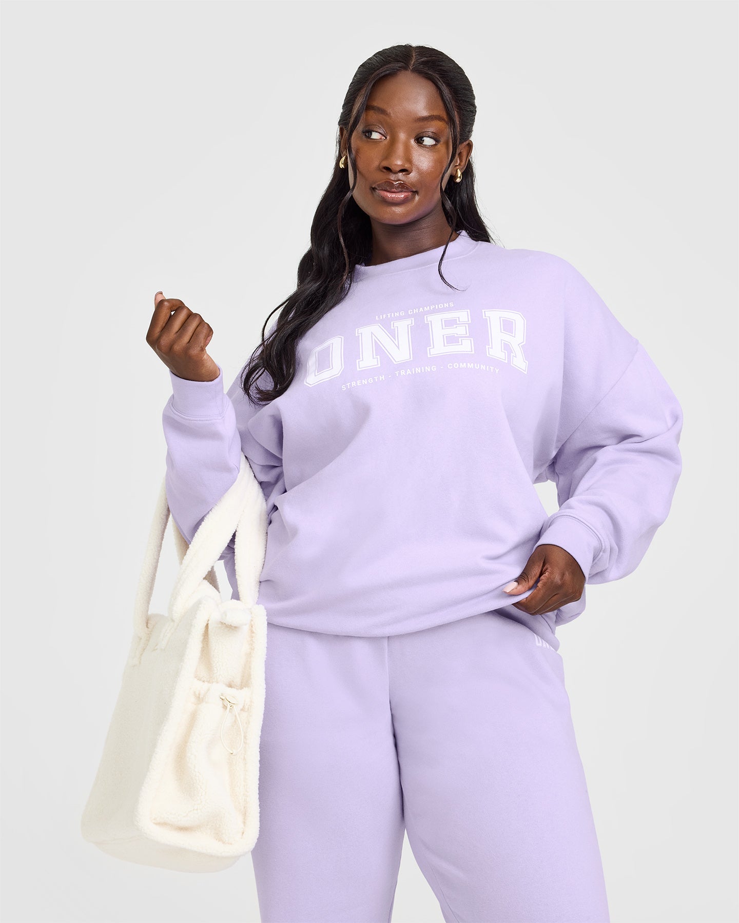Mid Weight Sweatshirt With Printed Logo | Lavender Purple