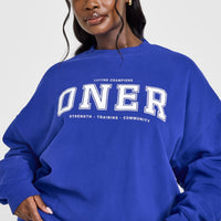 Mid Weight Sweatshirt With Printed Logo | Space Blue