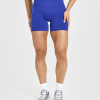 Effortless Seamless Shorts with White Logo | Space Blue