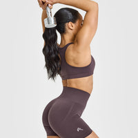 Effortless Seamless Shorts with White Logo | Umber Brown